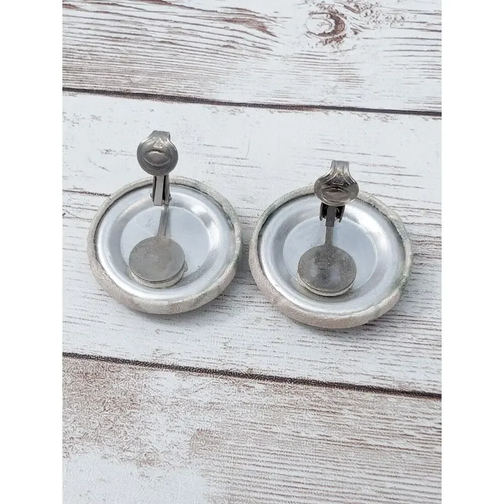 Vintage Clip On Earrings - Fabric Button Style 1 & 1/8